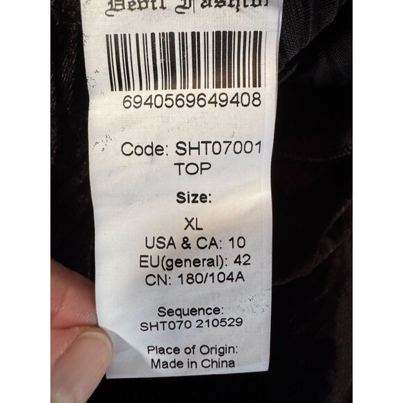 Vintage-Style Velvet Top With Lace Trim & Button Details Size XL Made In China - Picture 6 of 16